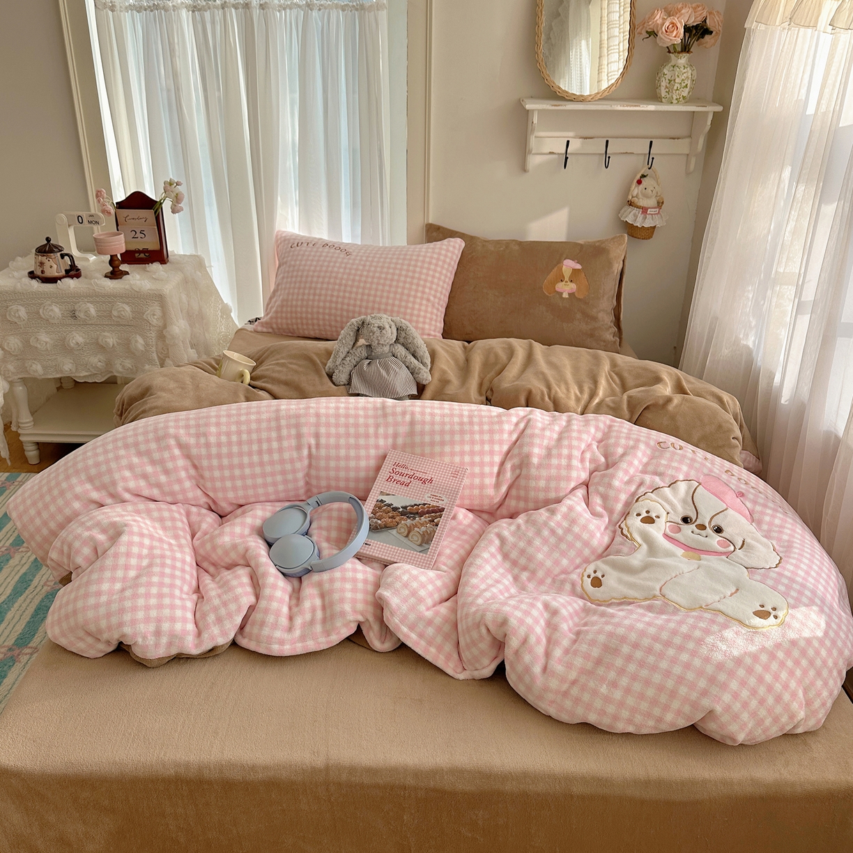 韩都家居 2025新款卡通贴布绣系列加厚牛奶绒四件套 绅士小狗