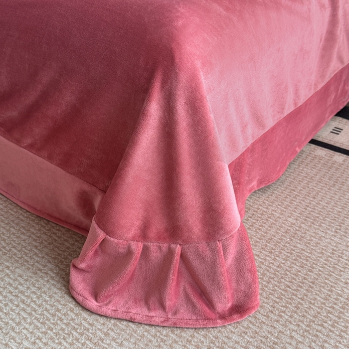 91家纺网 家纺一手货源 找家纺 畅畅家纺 2025新款牛奶绒大版贴布绣四件套 富贵花开-红豆沙