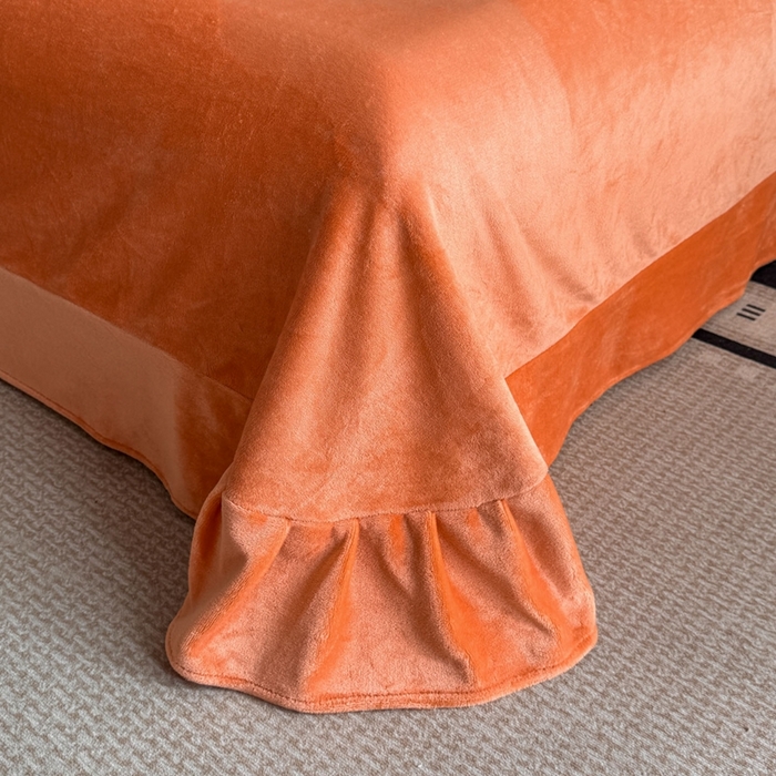 91家纺网 家纺一手货源 找家纺 畅畅家纺 2025新款牛奶绒大版贴布绣四件套 富贵花开-橘色