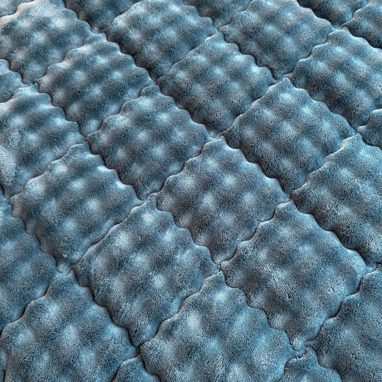 91家纺网 家纺一手货源 找家纺 奇丝雅 2025新款A类牛奶绒泡泡绒床褥床垫床盖兔毛绒家用学生宿舍上下铺寝室褥子软垫床护垫夹棉（学生床） 暖绒蓝