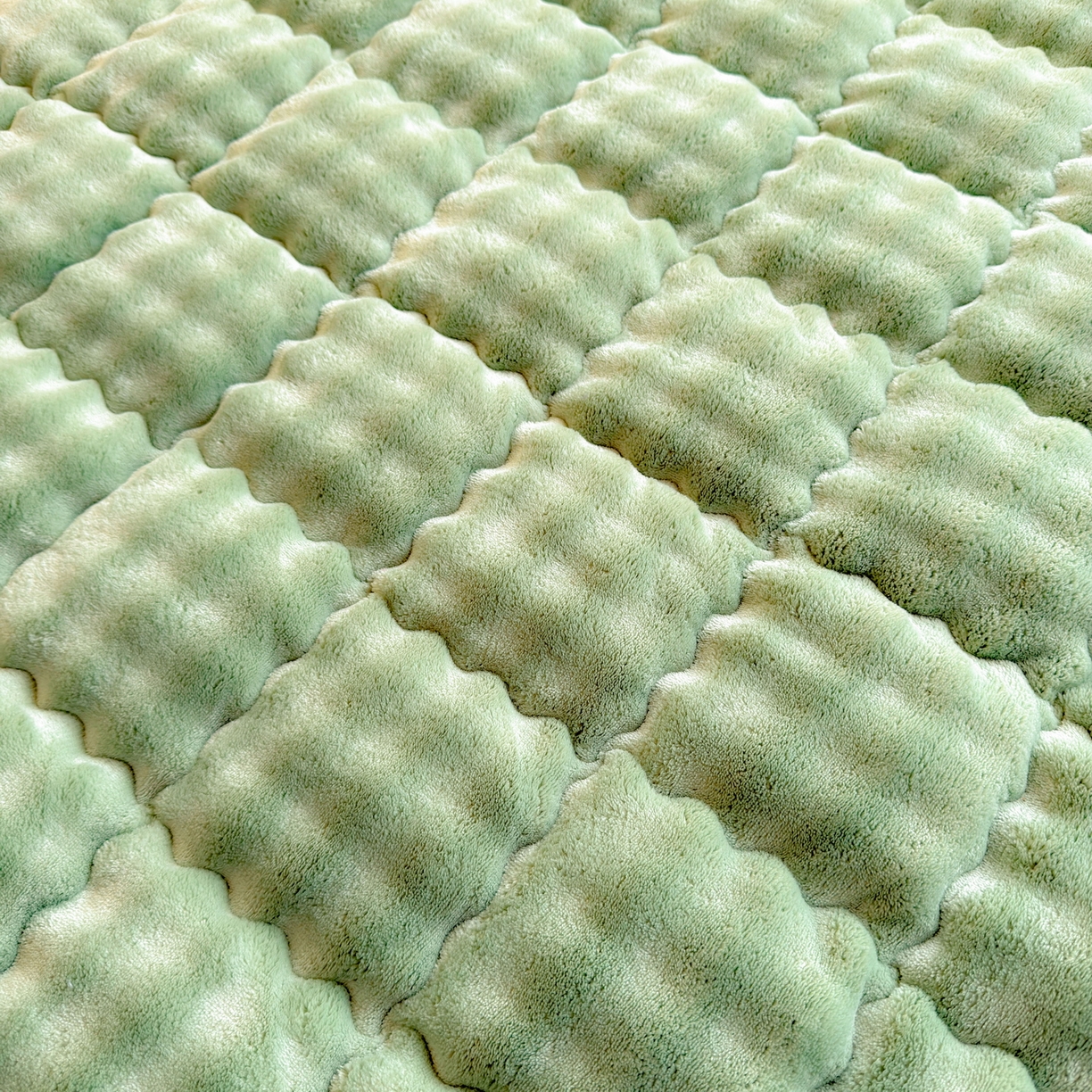 91家纺网 家纺一手货源 找家纺 奇丝雅 2025新款A类牛奶绒泡泡绒床褥床垫床盖兔毛绒家用学生宿舍上下铺寝室褥子软垫床护垫夹棉（学生床） 清新绿