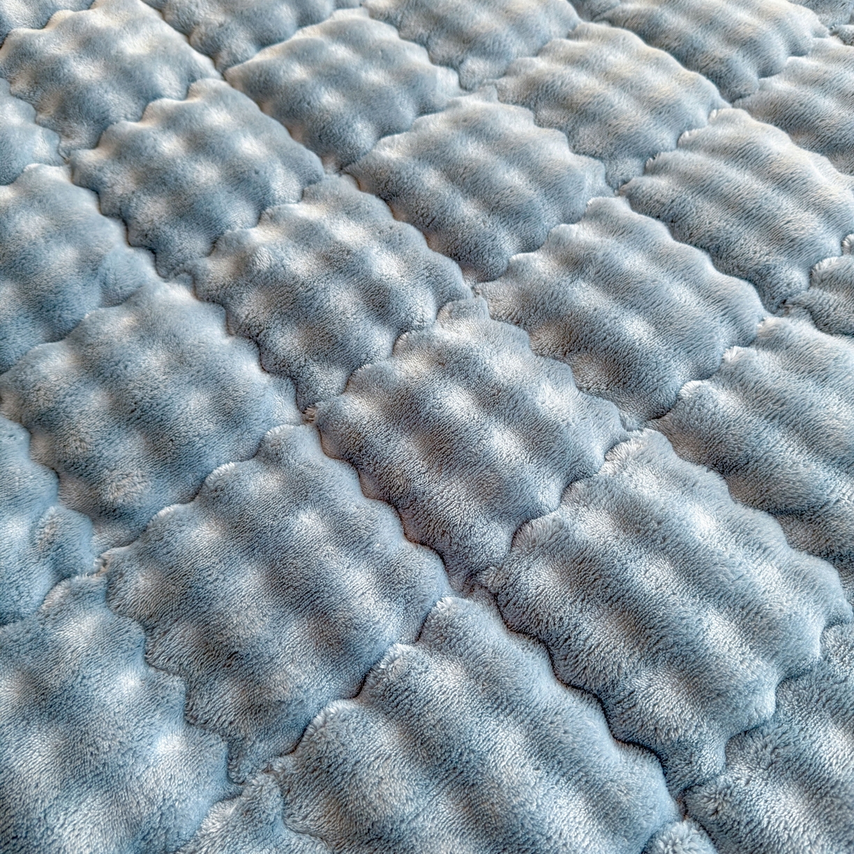 91家纺网 家纺一手货源 找家纺 奇丝雅 2025新款A类牛奶绒泡泡绒床褥床垫床盖兔毛绒家用学生宿舍上下铺寝室褥子软垫床护垫夹棉（学生床） 柔和蓝