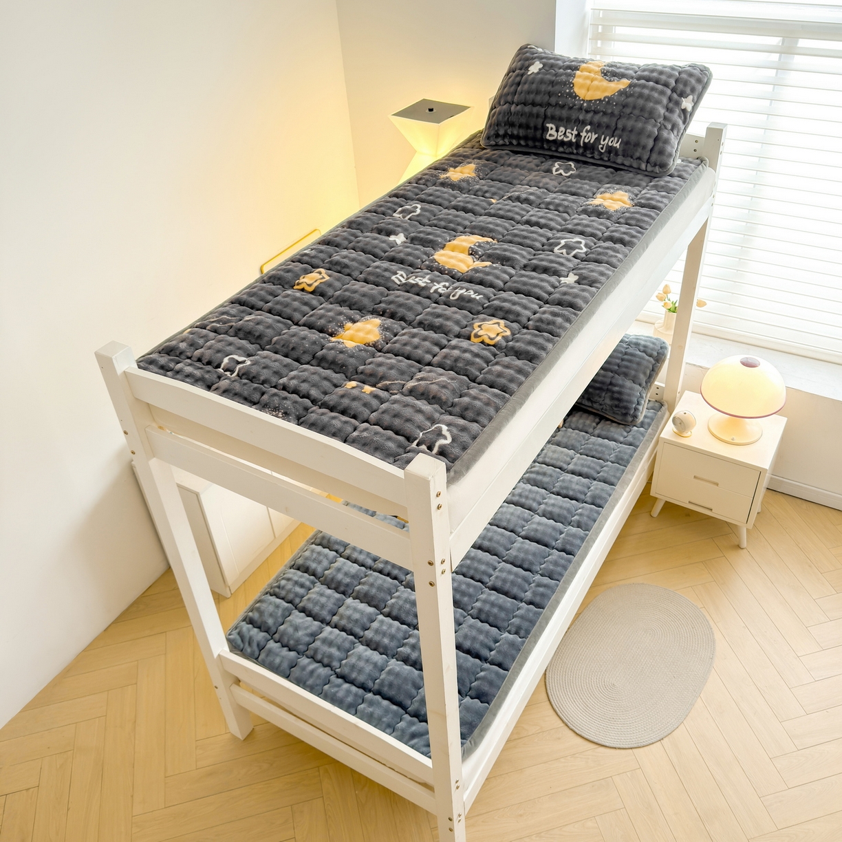 91家纺网 家纺一手货源 找家纺 奇丝雅 2025新款A类牛奶绒泡泡绒床褥床垫床盖兔毛绒家用学生宿舍上下铺寝室褥子软垫床护垫夹棉（学生床） 月亮湾