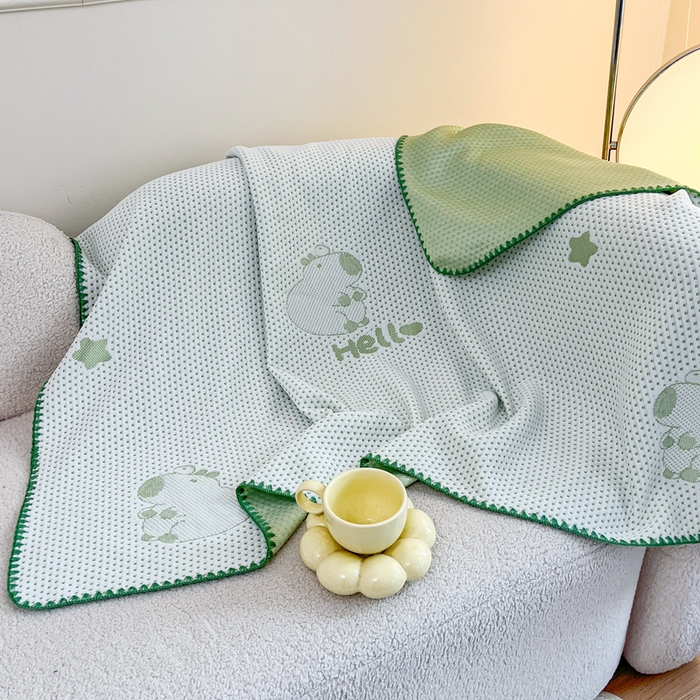 91家纺网 家纺一手货源 找家纺 2026新款凉感午休毯午睡毯毯子 卡皮巴拉绿