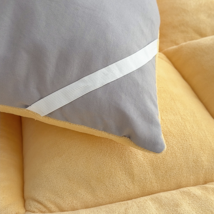 91家纺网 家纺一手货源 找家纺 2025新款纯色牛奶绒贴布绣床垫床褥子床褥垫 黄色