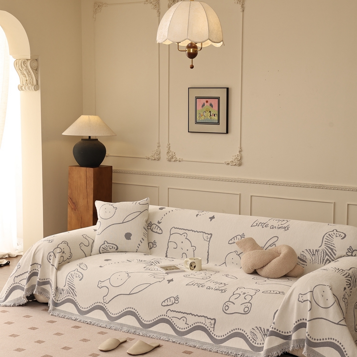 91家纺网 家纺一手货源 找家纺 （总）沐沐家纺 2025新款动物萌友沙发巾