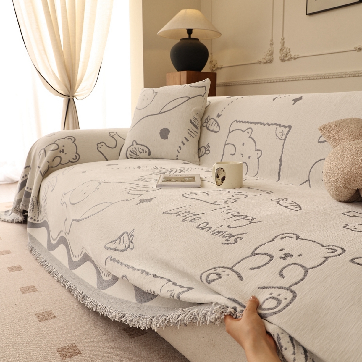 91家纺网 家纺一手货源 找家纺 （总）沐沐家纺 2025新款动物萌友沙发巾