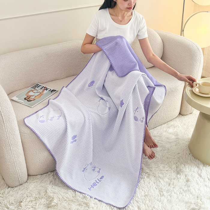 91家纺网 家纺一手货源 找家纺 2026新款凉感午休毯午睡毯毯子 卡巴巴拉紫