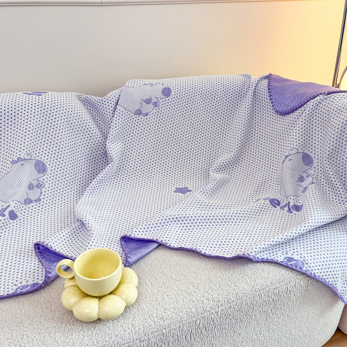 91家纺网 家纺一手货源 找家纺 2026新款凉感午休毯午睡毯毯子 卡巴巴拉紫