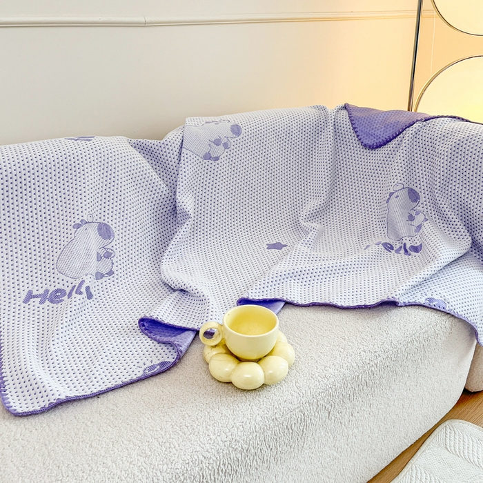 91家纺网 家纺一手货源 找家纺 2026新款凉感午休毯午睡毯毯子 卡巴巴拉紫
