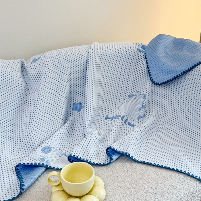 91家纺网 家纺一手货源 找家纺 2026新款凉感午休毯午睡毯毯子 卡皮巴拉蓝