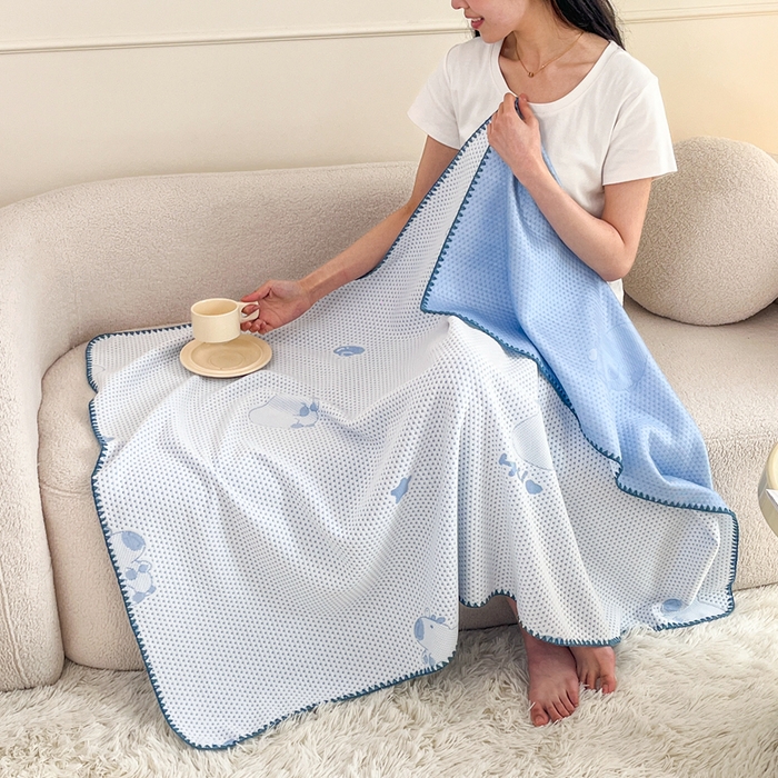 91家纺网 家纺一手货源 找家纺 2026新款凉感午休毯午睡毯毯子 卡皮巴拉蓝