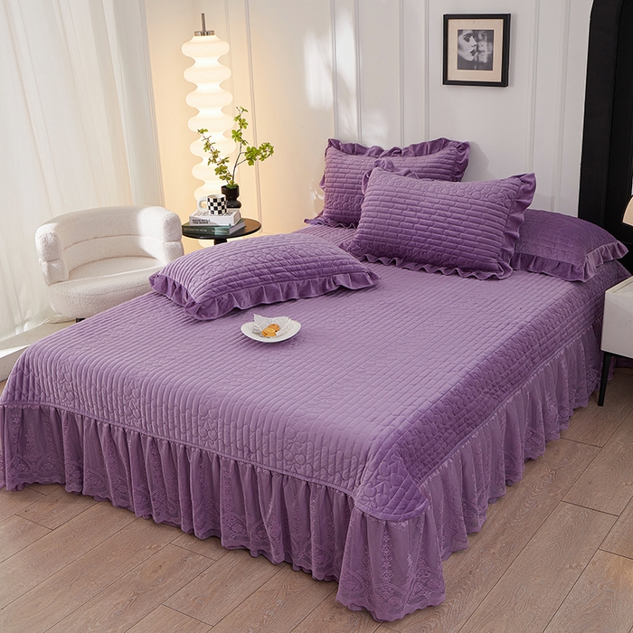 91家纺网 家纺一手货源 找家纺 （总）程百万家纺 2025新款A类婴儿绒夹棉加厚床裙床盖