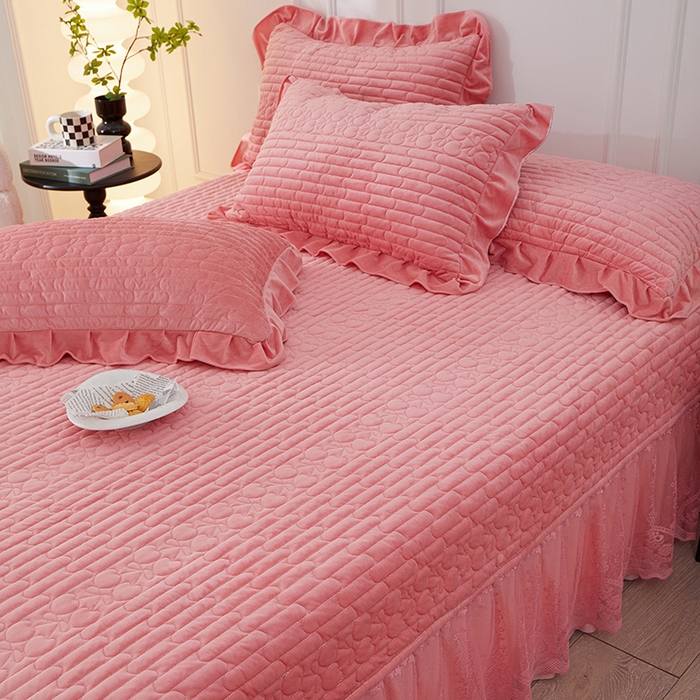 91家纺网 家纺一手货源 找家纺 （总）程百万家纺 2025新款A类婴儿绒夹棉加厚床裙床盖