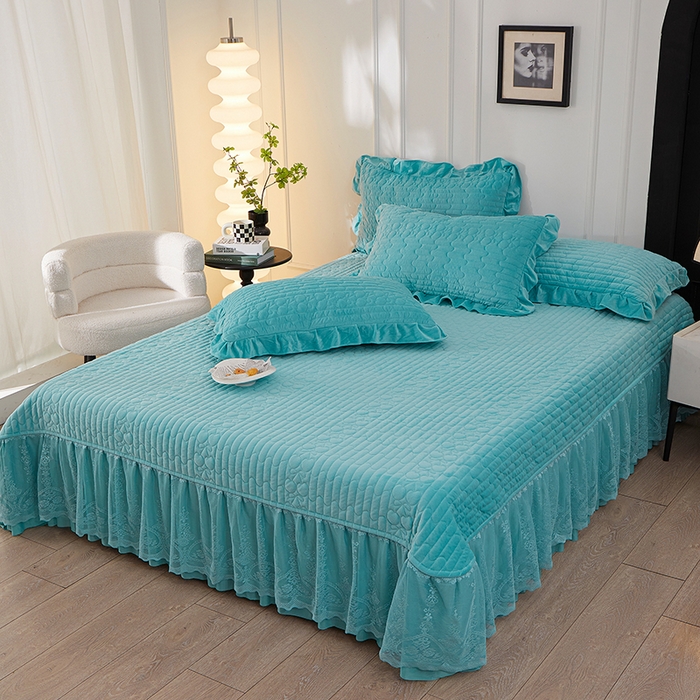 91家纺网 家纺一手货源 找家纺 （总）程百万家纺 2025新款A类婴儿绒夹棉加厚床裙床盖