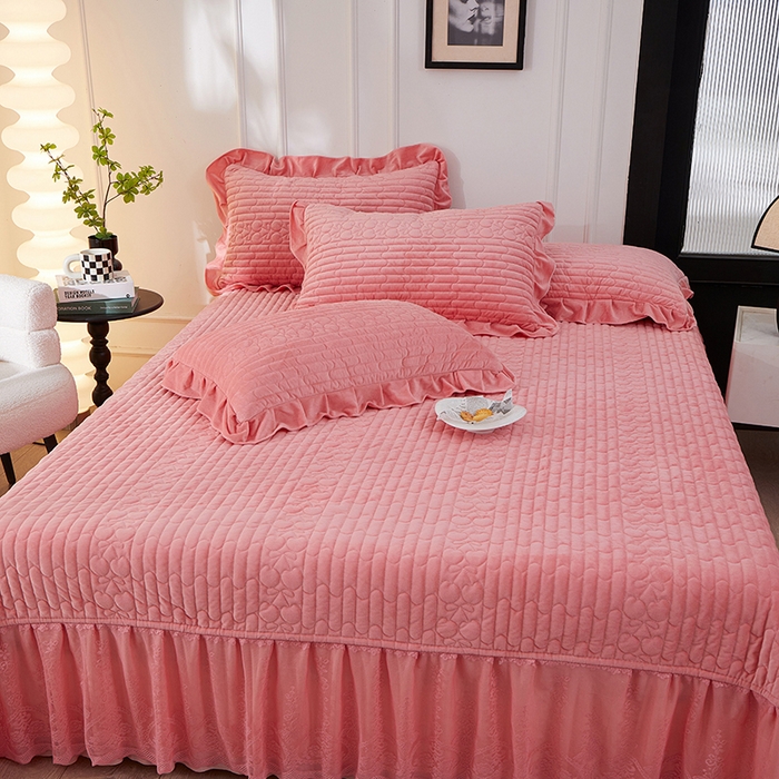 91家纺网 家纺一手货源 找家纺 （总）程百万家纺 2025新款A类婴儿绒夹棉加厚床裙床盖