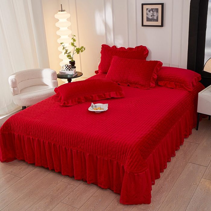 91家纺网 家纺一手货源 找家纺 （总）程百万家纺 2025新款A类婴儿绒夹棉加厚床裙床盖