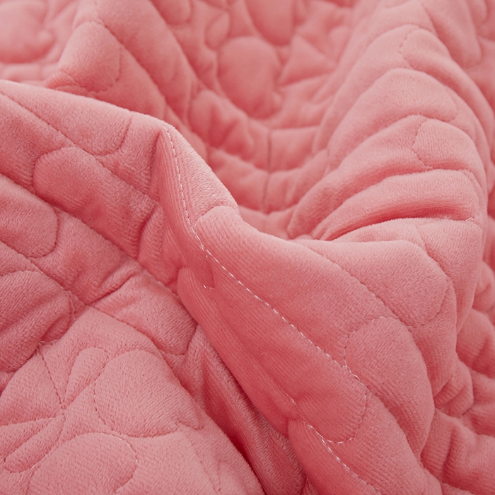 91家纺网 家纺一手货源 找家纺 程百万家纺 2025新款A类婴儿绒夹棉加厚床裙床盖 桃粉