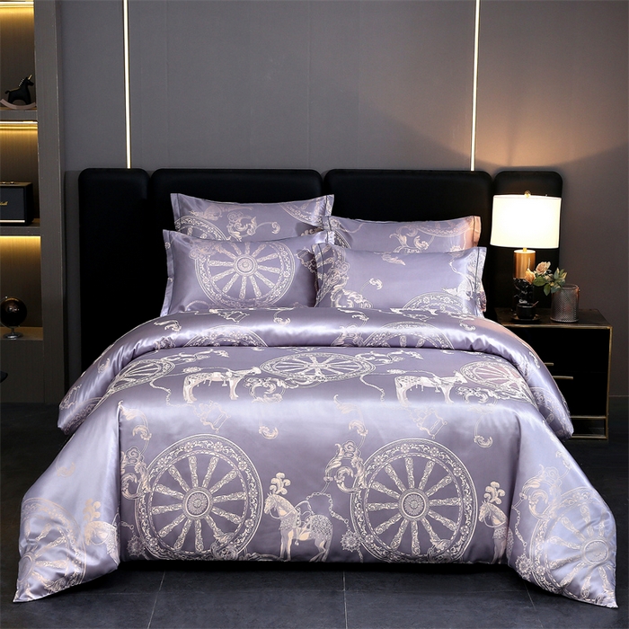 91家纺网 家纺一手货源 找家纺 七夜居 2025新款直播爆款欧式轻奢贡缎提花磨毛四件套 罗马之恋