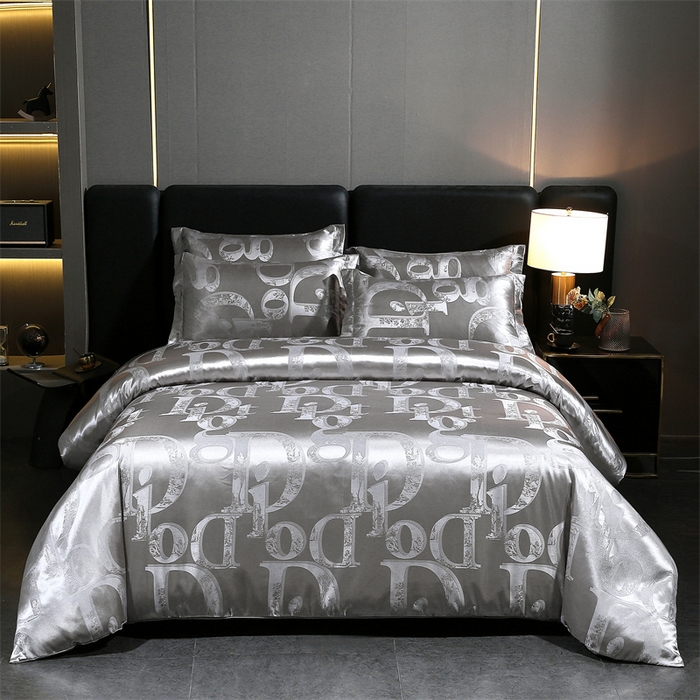 91家纺网 家纺一手货源 找家纺 七夜居 2025新款直播爆款欧式轻奢贡缎提花磨毛四件套 暮光之城-灰