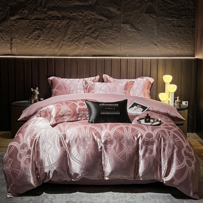 91家纺网 家纺一手货源 找家纺 七夜居 2025新款直播爆款欧式轻奢贡缎提花磨毛四件套 维纳斯