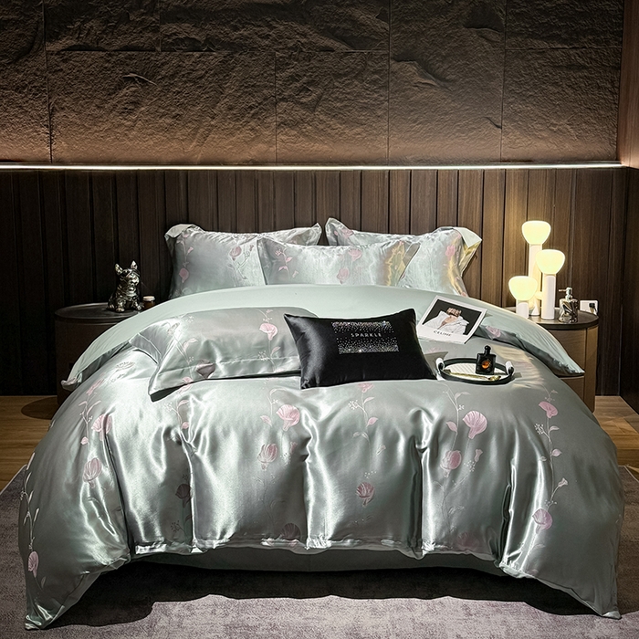 91家纺网 家纺一手货源 找家纺 七夜居 2025新款直播爆款欧式轻奢贡缎提花磨毛四件套 甜梦幽香