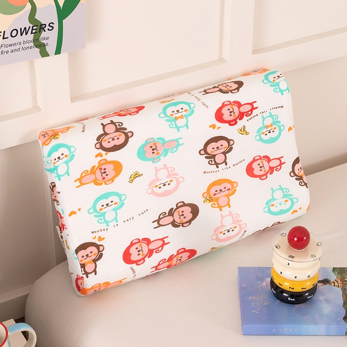 91家纺网 家纺一手货源 找家纺 七夜居 2026新款开学季儿童纯棉记忆棉枕芯全棉可拆洗学生宿舍枕头幼儿园宝宝枕 枕头枕芯 萌猴派对