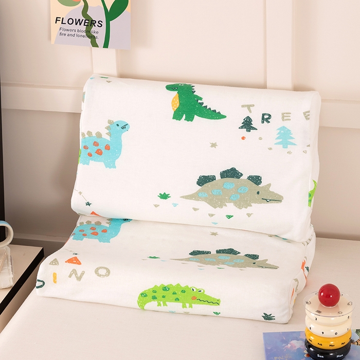 91家纺网 家纺一手货源 找家纺 七夜居 2026新款开学季儿童纯棉记忆棉枕芯全棉可拆洗学生宿舍枕头幼儿园宝宝枕 枕头枕芯 恐龙派对