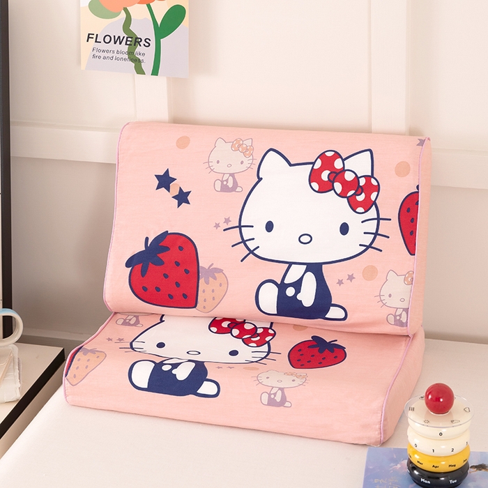 91家纺网 家纺一手货源 找家纺 七夜居 2026新款开学季儿童纯棉记忆棉枕芯全棉可拆洗学生宿舍枕头幼儿园宝宝枕 枕头枕芯 草莓KT