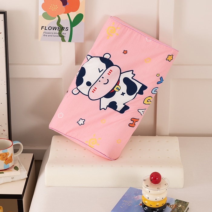 91家纺网 家纺一手货源 找家纺 七夜居 2026新款开学季儿童纯棉记忆棉枕芯全棉可拆洗学生宿舍枕头幼儿园宝宝枕 枕头枕芯 萌趣奶牛