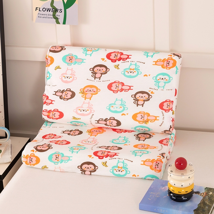 91家纺网 家纺一手货源 找家纺 七夜居 2026新款开学季儿童纯棉记忆棉枕芯全棉可拆洗学生宿舍枕头幼儿园宝宝枕 枕头枕芯 萌猴派对