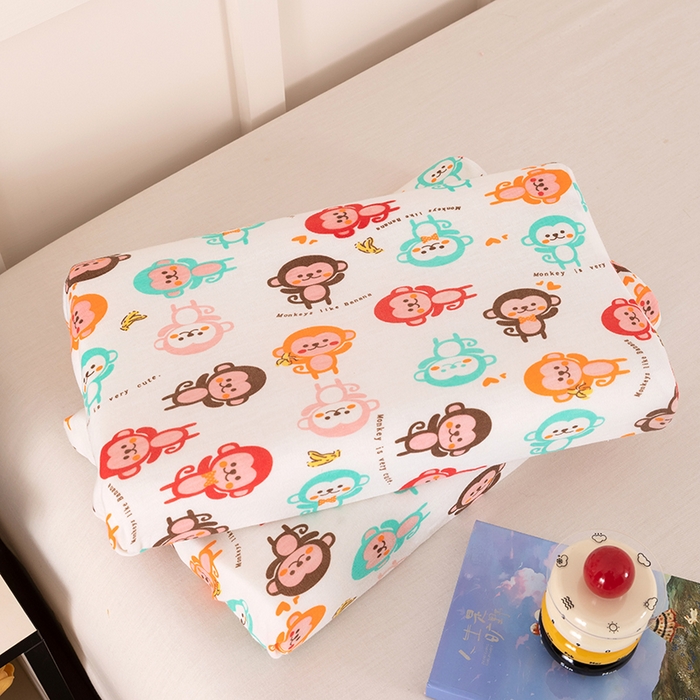 91家纺网 家纺一手货源 找家纺 七夜居 2026新款开学季儿童纯棉记忆棉枕芯全棉可拆洗学生宿舍枕头幼儿园宝宝枕 枕头枕芯 萌猴派对