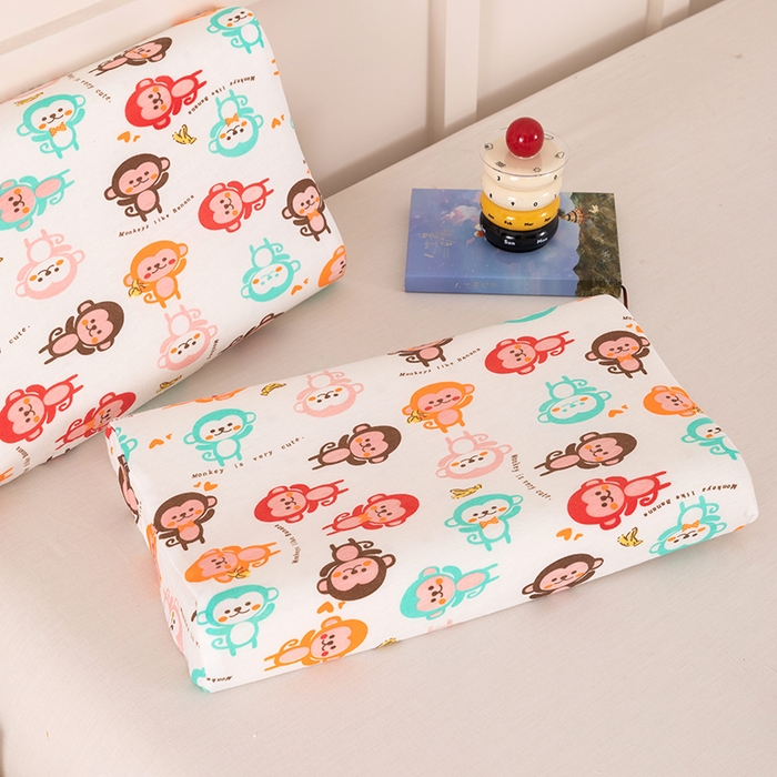 91家纺网 家纺一手货源 找家纺 七夜居 2026新款开学季儿童纯棉记忆棉枕芯全棉可拆洗学生宿舍枕头幼儿园宝宝枕 枕头枕芯 萌猴派对