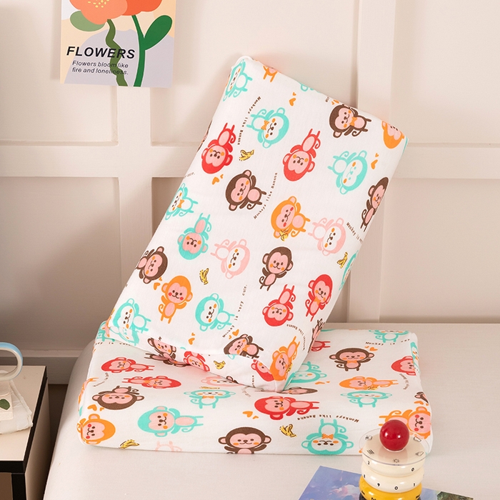 91家纺网 家纺一手货源 找家纺 七夜居 2026新款开学季儿童纯棉记忆棉枕芯全棉可拆洗学生宿舍枕头幼儿园宝宝枕 枕头枕芯 萌猴派对