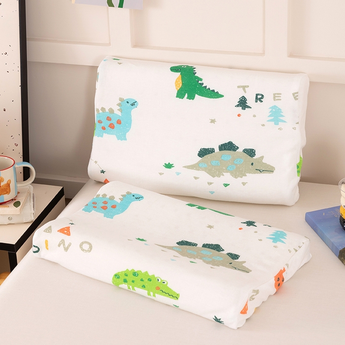 91家纺网 家纺一手货源 找家纺 七夜居 2026新款开学季儿童纯棉记忆棉枕芯全棉可拆洗学生宿舍枕头幼儿园宝宝枕 枕头枕芯 恐龙派对