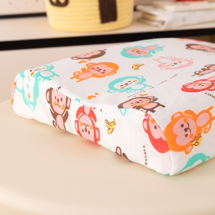 91家纺网 家纺一手货源 找家纺 七夜居 2026新款开学季儿童纯棉记忆棉枕芯全棉可拆洗学生宿舍枕头幼儿园宝宝枕 枕头枕芯 萌猴派对