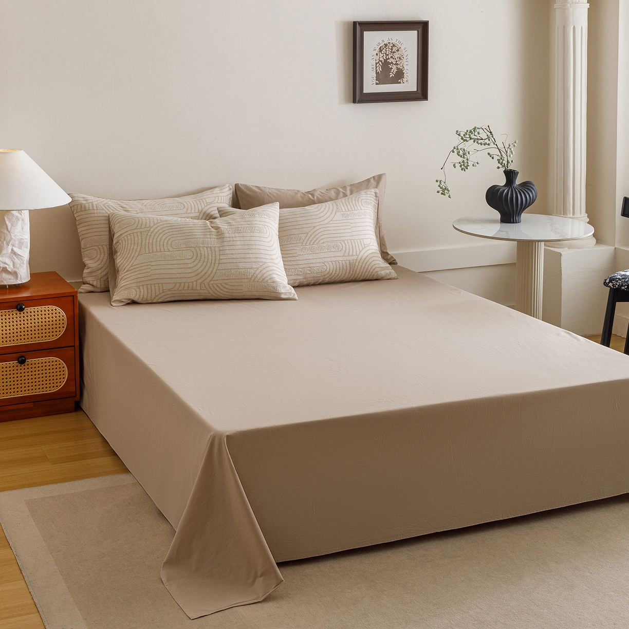 91家纺网 家纺一手货源 找家纺 （总）春皖家纺 2026新款A类全棉双层纱AB版简约四件套