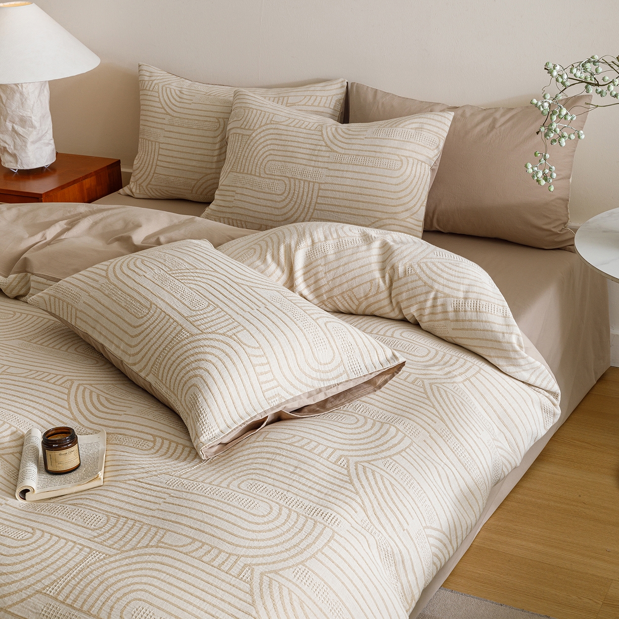 91家纺网 家纺一手货源 找家纺 （总）春皖家纺 2026新款A类全棉双层纱AB版简约四件套