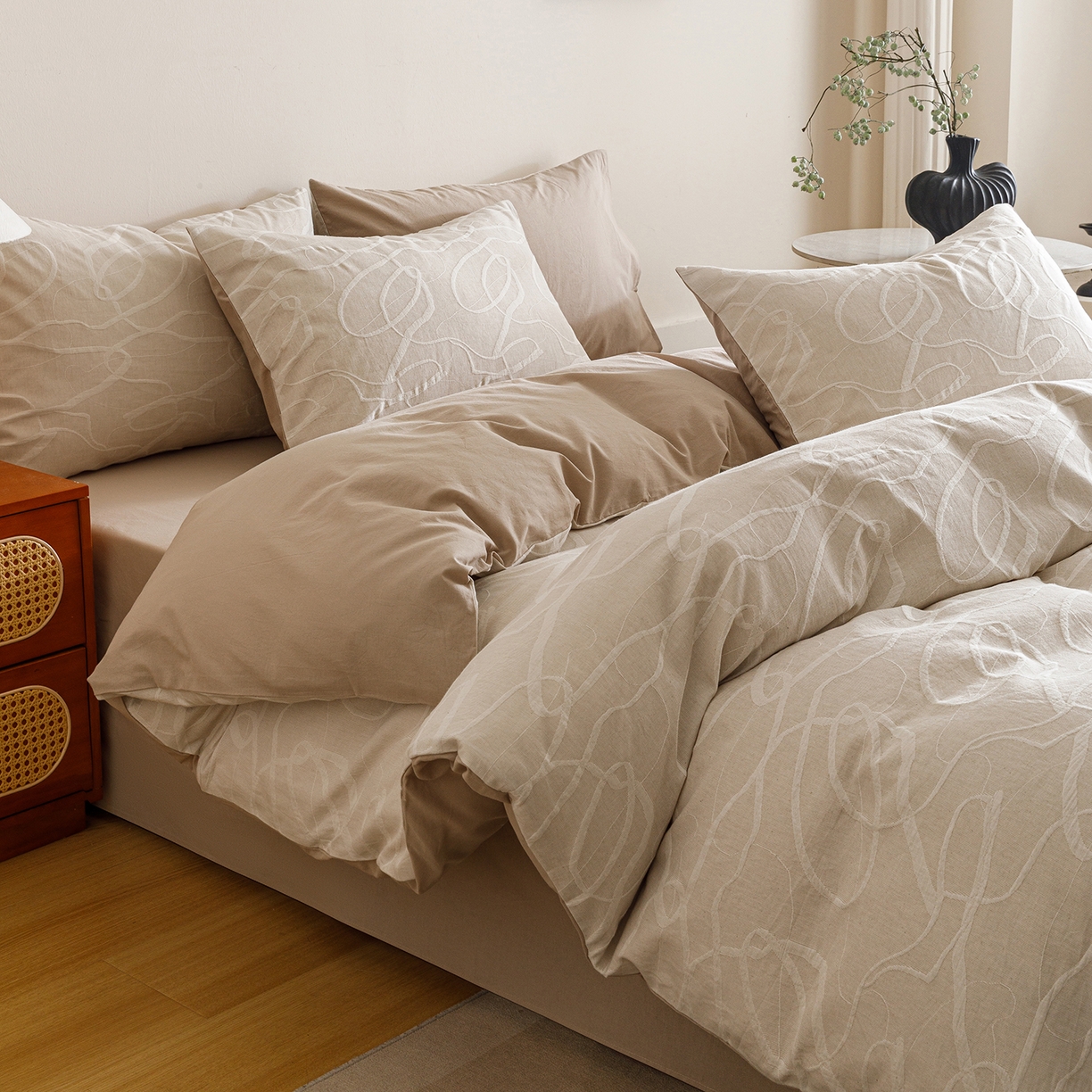 91家纺网 家纺一手货源 找家纺 （总）春皖家纺 2026新款A类全棉双层纱AB版简约四件套