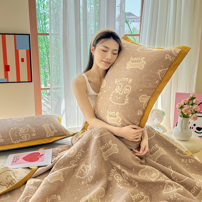 91家纺网 家纺一手货源 找家纺 （总）棠薇家纺 2025新款三层纱布枕套单条装一对装枕头套加大加厚48*74cm枕芯套