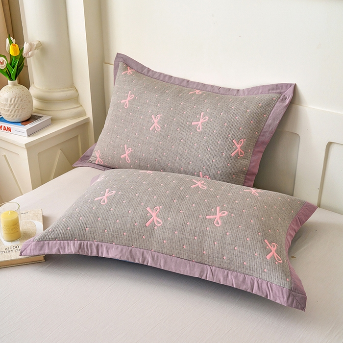 91家纺网 家纺一手货源 找家纺 棠薇家纺 2025新款三层纱布枕套单条装一对装枕头套加大加厚48*74cm枕芯套 粉相思