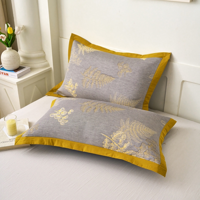 91家纺网 家纺一手货源 找家纺 棠薇家纺 2025新款三层纱布枕套单条装一对装枕头套加大加厚48*74cm枕芯套 轻纱曼舞黄