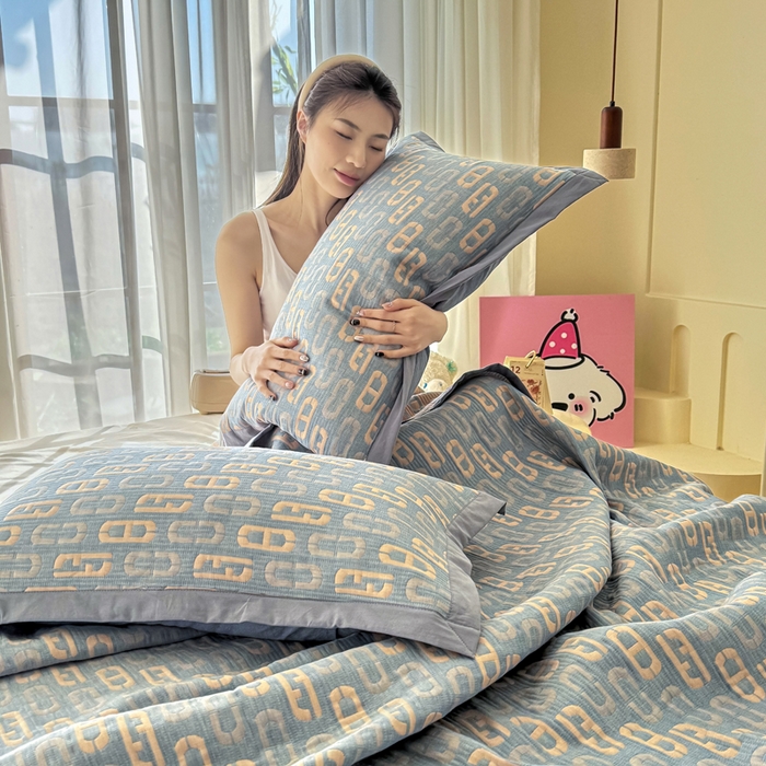 91家纺网 家纺一手货源 找家纺 棠薇家纺 2025新款三层纱布枕套单条装一对装枕头套加大加厚48*74cm枕芯套 爱情扣兰