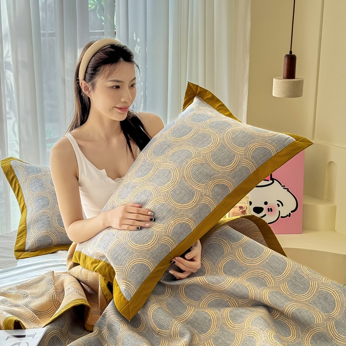 棠薇家纺 2025新款三层纱布枕套单条装一对装枕头套加大加厚48*74cm枕芯套 半夏