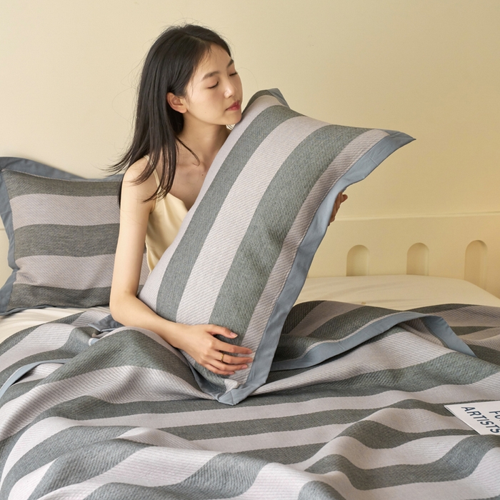 91家纺网 家纺一手货源 找家纺 棠薇家纺 2025新款三层纱布枕套单条装一对装枕头套加大加厚48*74cm枕芯套 极简生活灰