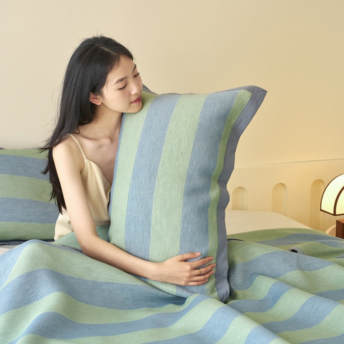 91家纺网 家纺一手货源 找家纺 棠薇家纺 2025新款三层纱布枕套单条装一对装枕头套加大加厚48*74cm枕芯套 极简生活绿