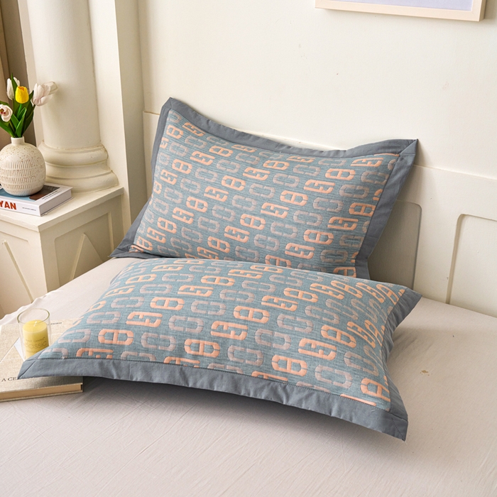 91家纺网 家纺一手货源 找家纺 棠薇家纺 2025新款三层纱布枕套单条装一对装枕头套加大加厚48*74cm枕芯套 爱情扣兰