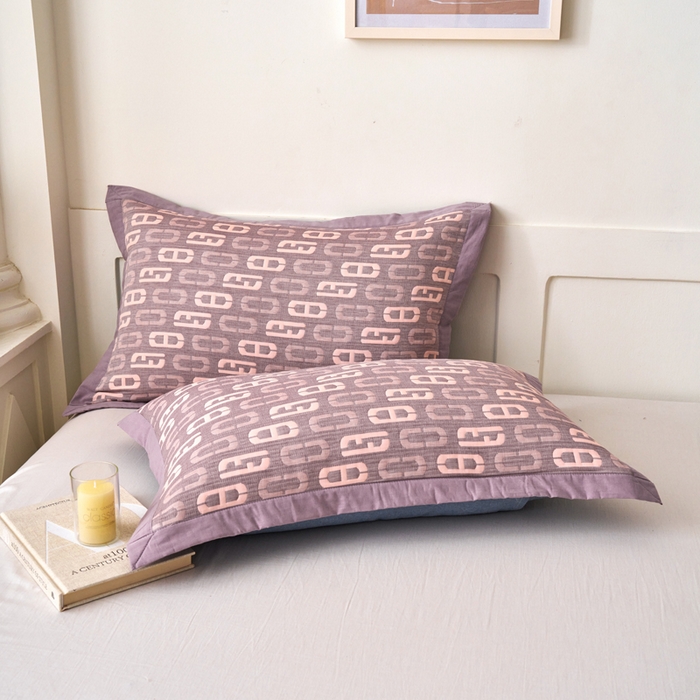 91家纺网 家纺一手货源 找家纺 棠薇家纺 2025新款三层纱布枕套单条装一对装枕头套加大加厚48*74cm枕芯套 爱情扣紫