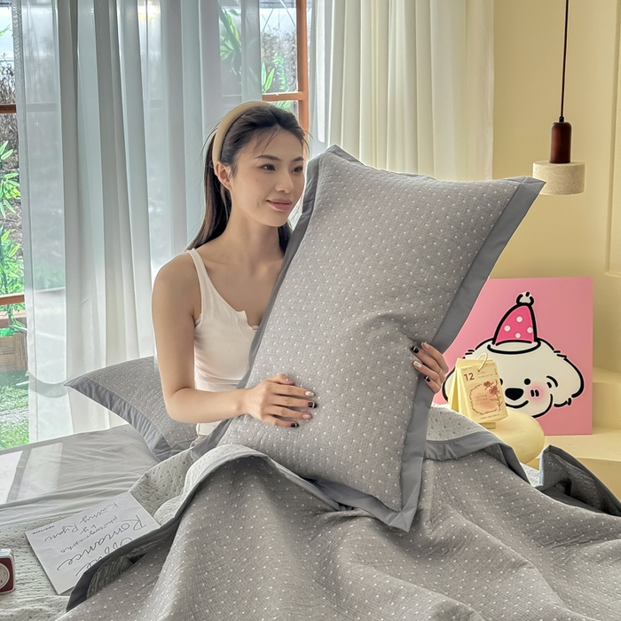 棠薇家纺 2025新款三层纱布枕套单条装一对装枕头套加大加厚48*74cm枕芯套 波点