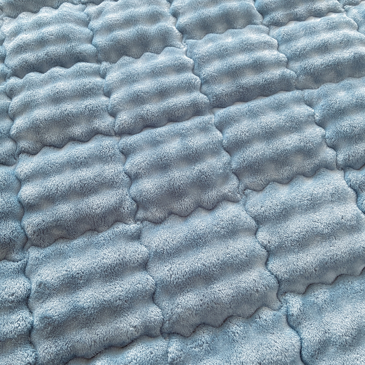 91家纺网 家纺一手货源 找家纺 奇丝雅 2025新款A类牛奶绒泡泡绒床褥床垫床盖兔毛绒家用学生宿舍上下铺寝室褥子软垫床护垫夹棉（大床） 柔和蓝